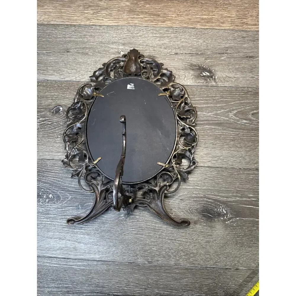 Vintage Victorian Oval Solid Brass Vanity Mirror 15x11”